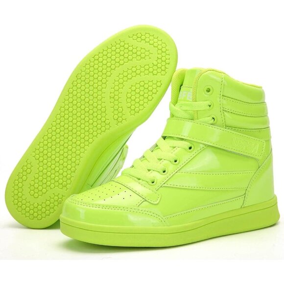 🆕 Green Hidden Wedge Sneakers 5.5cm High Top Ankle Bootie Platform Shoes Women - Picture 2 of 9